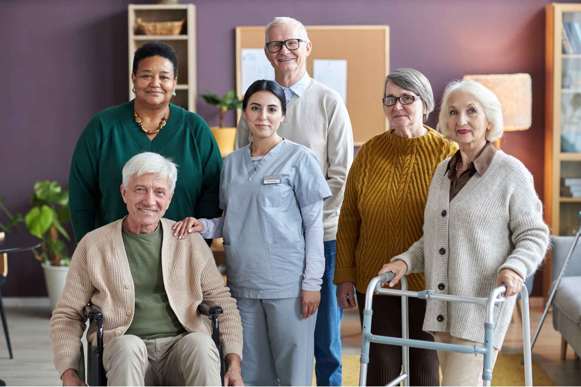 Seniors standing together looking into the camera
